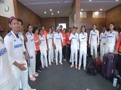 
      
      Celebration in Indian women team's dressing room after Test win
      
      