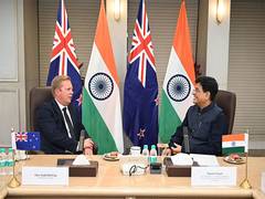 
      
      Union Minister Piyush Goyal holds bilateral with New Zealand Min
      
      