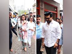
      
      Ram Charan, Upasana visit Mahalaxmi Temple 
      
      