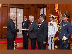 
      
      Indian envoy Santosh Jha presents credentials to Sri Lankan Pres
      
      