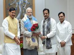 
      
      Madhya Pradesh CM, Dy CMs call on PM Modi
      
      