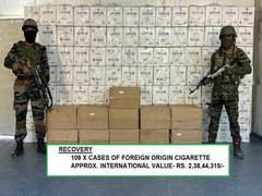 
      
      Assam Rifles recover foreign-origin cigarettes worth over Rs 2 cr
      
      