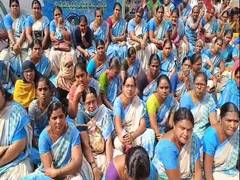 
      
      Anganwadi workers in AP besiege houses of YSRCP MLAs 
      
      