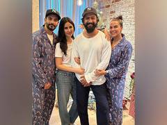 
      
      Vicky, Katrina pose with Neha Dhupia, Angad Bedi
      
      