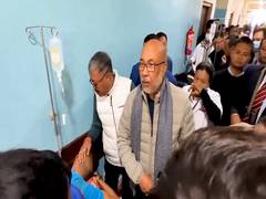 
      
      Manipur CM N. Biren meets injured security personnel  
      
      
