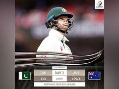 
      
      Australia scores 199/4 against Pakistan at end of first session
      
      