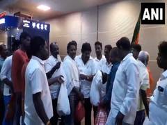
      
      Fishermen repatriated by Sri Lanka welcomed at Chennai airport
      
      