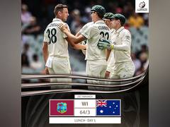 
      
      Cummins, Hazlewood shine to restrict WI at 64/3 (Day 1, Lunch)
      
      