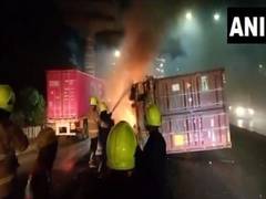 
      
      Truck overturns and catches fire, one killed
      
      