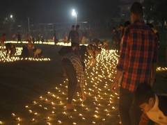 
      
      School students of Bhubaneswar lit up 1 lakh Diyas
      
      
