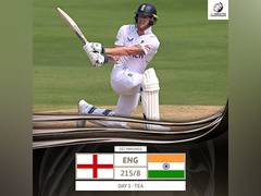 
      
      England end the second session at 215/8 at Tea in Hyderabad
      
      