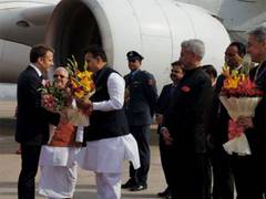 
      
      French President Macron arrives in Jaipur
      
      