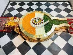 
      
      'Shivalinga' at Rishikesh temple decorated with tricolour on the 
      
      
