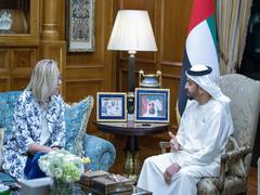 
      
      Hamdan bin Zayed meets UN Senior Humanitarian and Reconstruction 
      
      