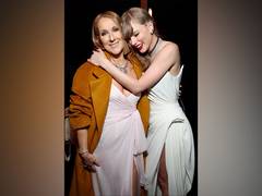 
      
      Taylor Swift hugs Celine Dion backstage at Grammys 2024 
      
      