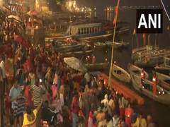 
      
      UP: Devotees take holy dip at Prayagraj's Sangam Ghat
      
      