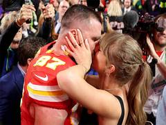 
      
      Taylor kisses beau Travis as Kansas City Chiefs win Super Bowl
      
      