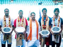 
      
      Davis Cup stars felicitated at inauguration of Bengaluru Open
      
      