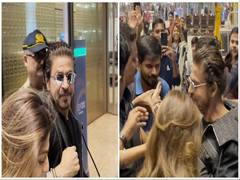 
      
      SRK  all smiles as he appears at Mumbai airport
      
      