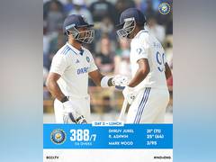 
      
      Ashwin, Jurel helps India to 388/7 at Day 2 Lunch 
      
      