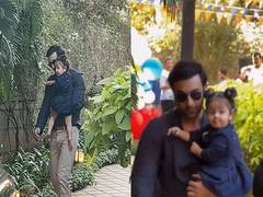 
      
      Ranbir twin with Raha in blue outfits 
      
      