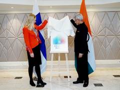 
      
      Jaishankar, Elina Valtonen unveil logo marking 75 years of ties
      
      