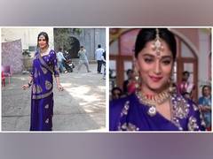 
      
      Madhuri recreates her purple saree look from Hum Aapke Hain Koun
      
      