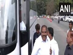 
      
      Congress Karnataka MLAs arrive at Vidhana Soudha to cast their vo
      
      