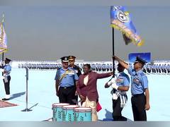 
      
      Droupadi Murmu presents President's Standard and Colours to IAF
      
      