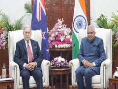 
      
      New Zealand's Deputy PM Winston Peters calls on Vice President Ja
      
      