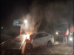 
      
      Car catches fire after collision with truck in Nagaon, 2 injured
      
      