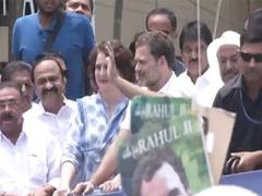 
      
      Rahul Gandhi leads massive roadshow before filing his nomination
      
      