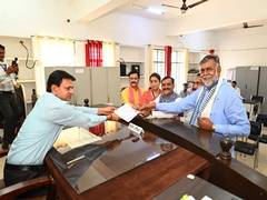 
      
      BJP leader VD Sharma files nomination papers from Khajuraho
      
      
