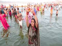 
      
      UP: Devotees take holy dip in River Ganga on Somvati Amavasya
      
      