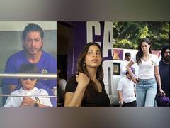 
      
      SRK cheers for his team KKR with Suhana, AbRam
      
      