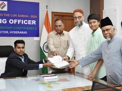 
      
      LS polls: Owaisi files nomination from Hyderabad
      
      
