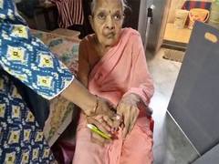 
      
      Elderly woman casts vote from her home in Mangalagiri
      
      
