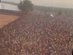 
      
      Massive crowd gathers for Prime Minister Modi's rally in Chatra
      
      