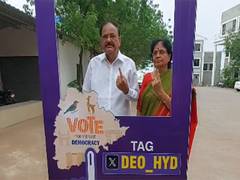 
      
      Telangana: Former Vice President M Venkaiah Naidu, wife cast vote
      
      