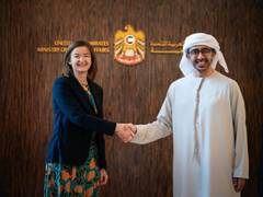 
      
      UAE foreign minister discusses strengthening ties with Slovenia 
      
      