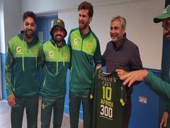 
      
      Mohsin Naqvi presents special jerseys to Babar, Shaheen
      
      