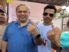 
      
      LS polls: Varun steps out with dad David Dhawan to cast vote
      
      