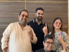 
      
      Shankar Mahadevan gets finger inked in Mumbai with family
      
      