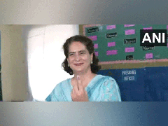 
      
      Congress' Priyanka Gandhi casts her vote
      
      