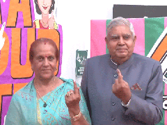 
      
      Vice President Jagdeep Dhankar, wife cast vote in Delhi
      
      