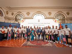 
      
      Indian Consulate in New York hosts reception for Team India
      
      
