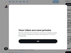 
      
      'Likes' no longer public on X to protect users' privacy
      
      