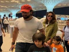 
      
      Saif, Kareena make stylish appearance with their sons at airport 
      
      