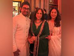 
      
      Juhi Chawla poses with Aamir Khan at his Ammi’s 90th b'day bash
      
      