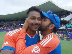 
      
      Jubilant Rohit lifts tearful Hardik Pandya in emotional moment
      
      